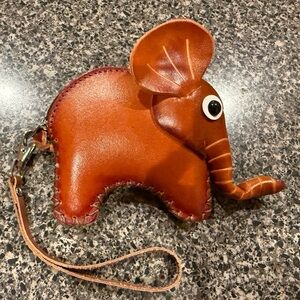 Brown Elephant Leather Coin/Keychain Genuine Leather